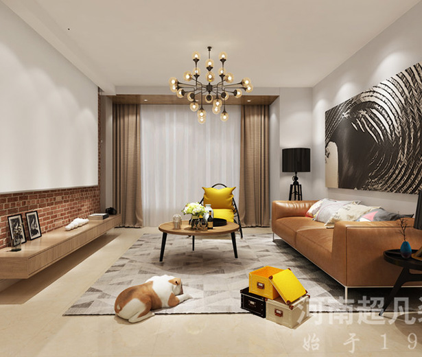 郑州金沙湖120平现代风格三居室装修效果图